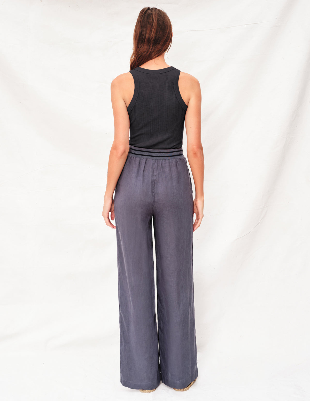 Sundry High Neck Tank in Black - back view